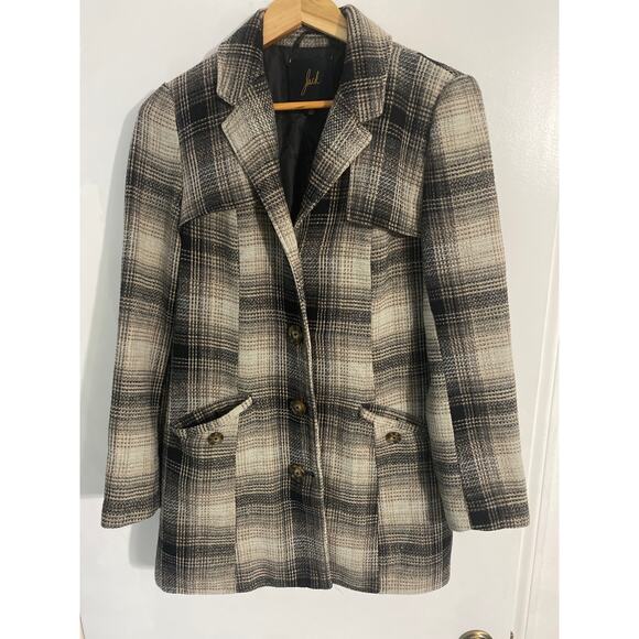 Jack by BB Dakota pea coat women’s size S plaid tweed wool blend lined - Picture 1 of 4
